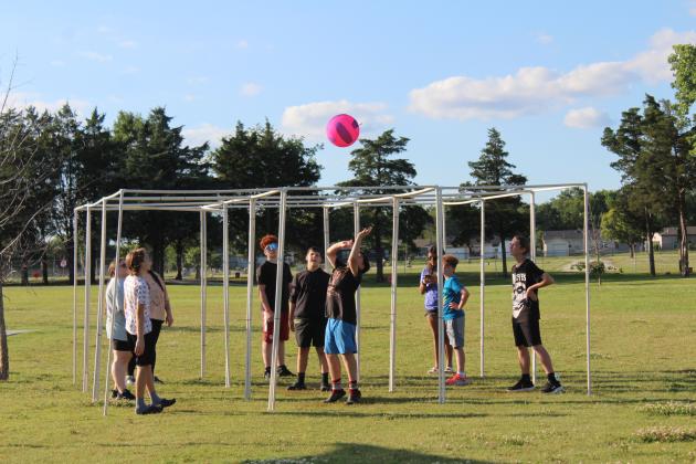 Kids and teens play a game of Nine Square, sponsored by Youth Act and Gateway to Recovery, during Fun Day at Kidspace Park on May 30. Fun Day was part of Health Week, which is sponsored by the Avedis Foundation.
