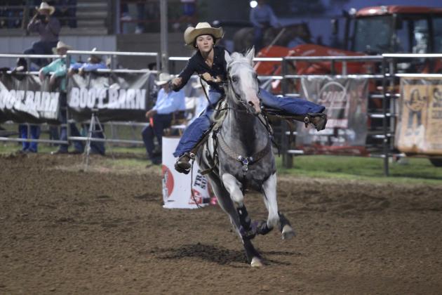 Brylee Brown of Beebe, AR, competes in barrel racing.