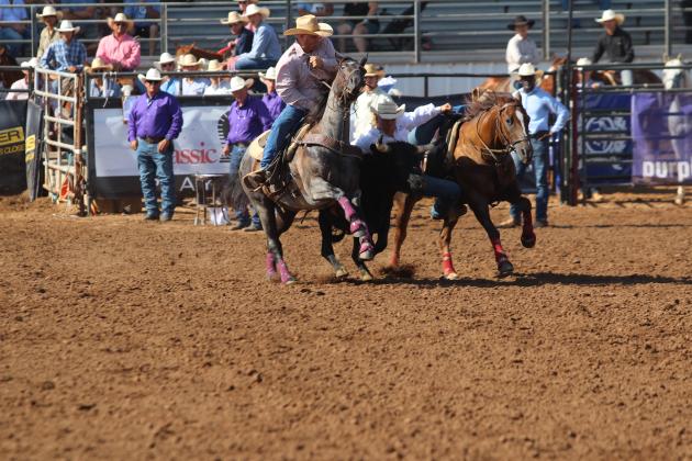 Dally Trussell steer wrestling in the IFYR, July 11.
