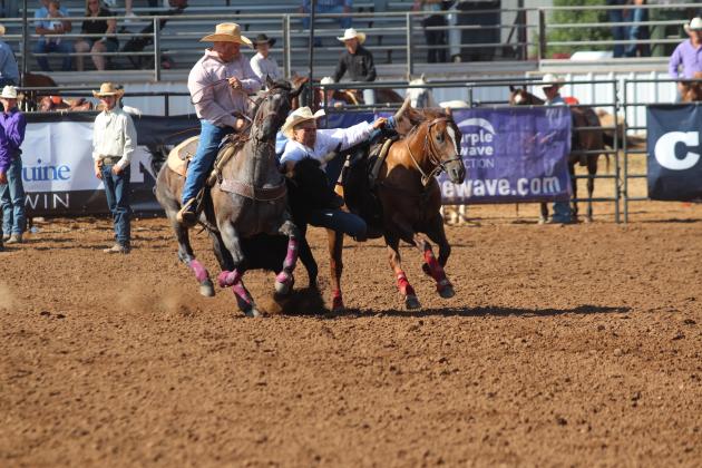 Dally Trussell steer wrestling in the IFYR, July 11.