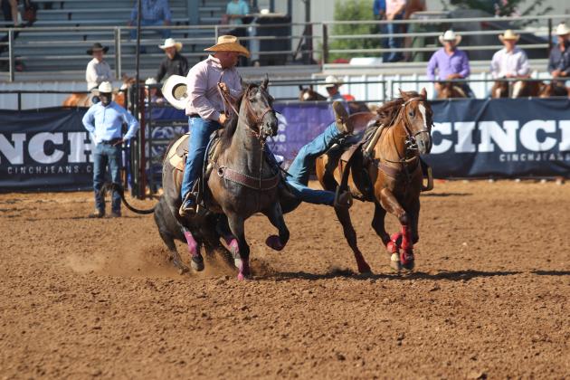 Dally Trussell steer wrestling in the IFYR, July 11.