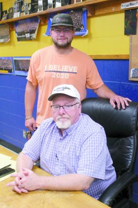 Ray Pell, seated, is bringing 20 years of experience teaching agriculture to Tecumseh's ag program. He joins his son, Corey Pell, who has been there for five years. Natasha Dunagan, Countywide &amp; Sun