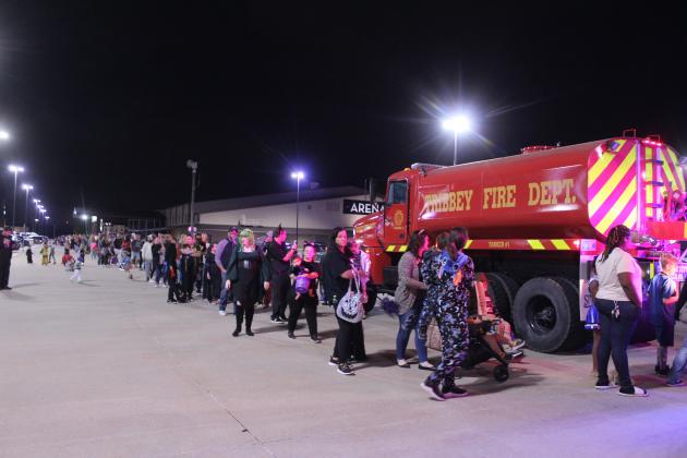 An hour into the Second Annual First Responders Trunk or Treat on Oct. 25, there was still a long line which wound around the parking lot, south of FireLake Arena and north of the Citizen Potawatomi Nation (CPN) Festival Grounds.