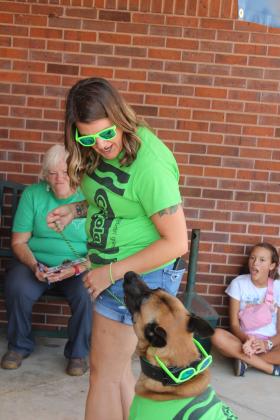 Brittany Whiteside and Jigsaw, both of Tecumseh, compete in the Frontier Days Pet Show at Tecumseh City Hall on Sept. 27. Jigsaw won the Pet/Owner Look Alike division. Jewel and owner Olivia Rawlins of Tecumseh won second.