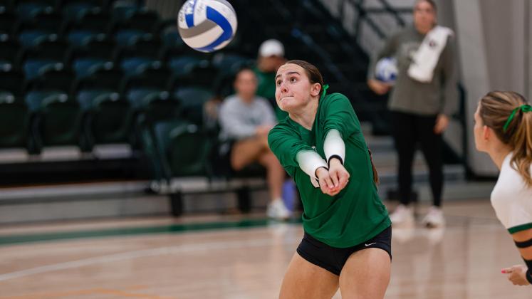 Oklahoma Baptist senior Karsyn Hunter was named the Great American Conference’s Defensive Player of the Week on Monday. It is her second career honor.  This fall, Hunter ranks sixth in the GAC with a 4.33 digs-per-set average. Photo provided.