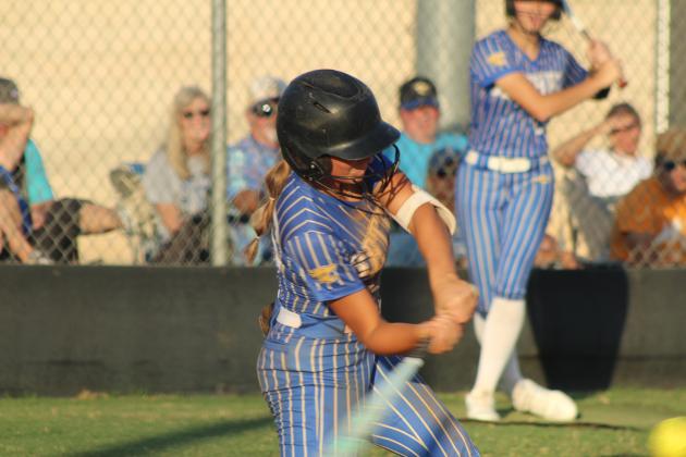 Bethel junior Bailey Tucker hits a single during the game at Tecumseh on Sept. 23. The Lady Wildcats won, 9-3.
