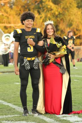 Tecumseh Fall Homecoming Queen Cadence Leba was crowned before the game with Harrah on Oct. 3. She is escorted by Jekhi Owens. Natasha Dunagan, Countywide &amp; Sun