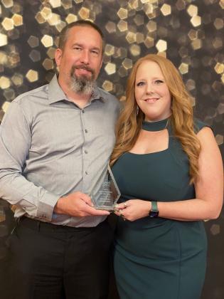 Miller Bros. Automotive received the Small Business of the Year at the 2025 Tecumseh Chamber of Commerce Banquet. Pictured are owners, Mark and Brandy Miller. Brandy Miller was also one of four new members elected to the Chamber Board. Julie Talton, Countywide &amp; Sun