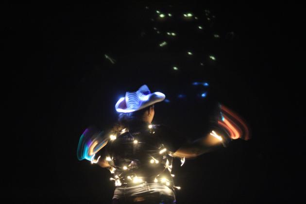 Tecumseh Drum Major Cheyanna Dietz co-directs the Savage Pride Veteran's Day Light Show.