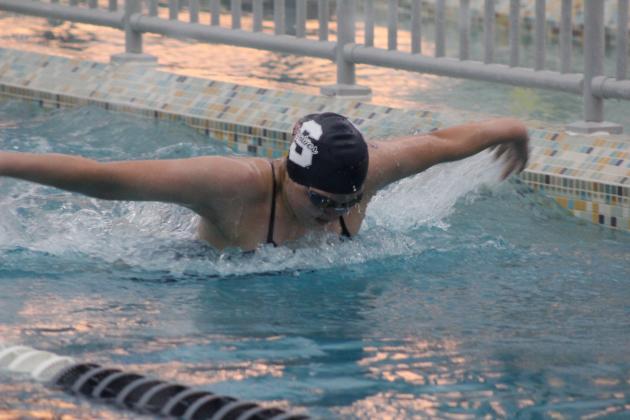 Myleah Caruso competes in the 200 Intermediate Medley during the home meet, Dec. 9. Natasha Dunagan, Countywide &amp; Sun