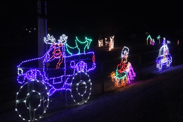 The light display along the fence and within Slick Humphrey Park in Tecumseh have included a truck, police car, elderly lady, Santa's sleigh, nativity scene and other themes since they were installed in 2011, according to Tecumseh City Clerk Cathy Condit.