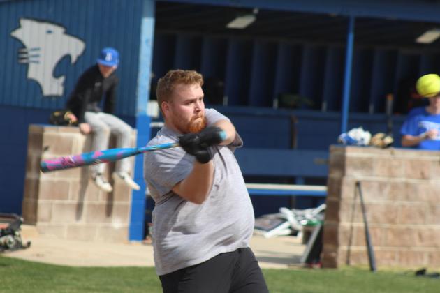 Recent graduate Jason Bailey prepares for a hit during the Annual Bethel Baseball Alumni Game on Feb. 28.