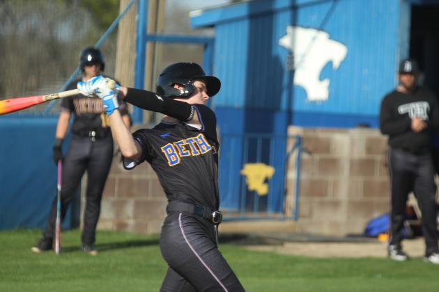 Bethel's Zeric Beesley takes a swing during the first inning of the March 13 home game against Harrah. The Class 3A Wildcats lost to the Class 4A Panthers 3-11. Their next home game will be on March 23 at 5 pm against Little Axe.