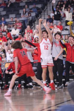 Dale senior Kam Wilson adds three points during the fourth quarter of the Class 2A State Championship against Fairland, held at the OG&amp;E Coliseum in OKC on March 14.