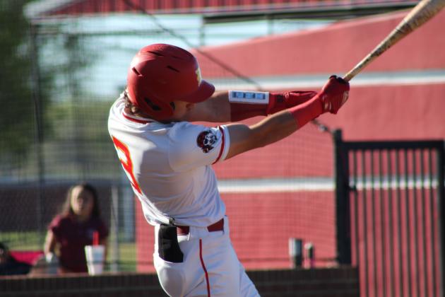 Dale sophomore Cruz Garrett scores a single in the April 6 home game against Oklahoma Christian Academy. The Pirates won, 8-0.