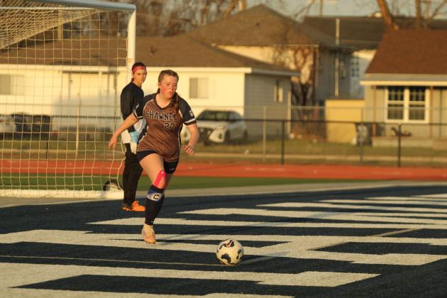 Shawnee's Ainsley Crane makes a goal kick during the March 24 home game against Putnam City West. Natasha Dunagan, Countywide &amp; Sun