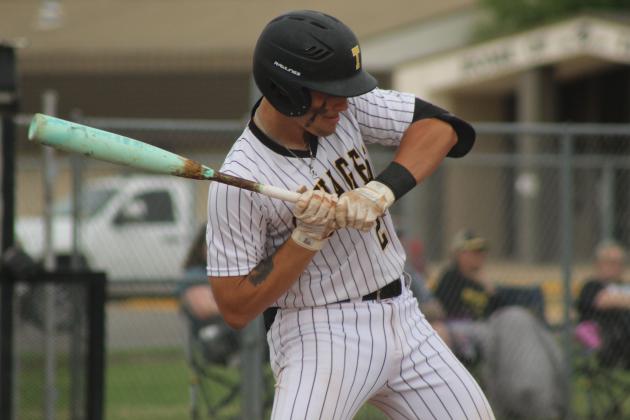 Tecumseh junior Kruz Shirey prepares to hit a single during the April 3 home game against Bethel. The Savages beat the Wildcats, 9-6.