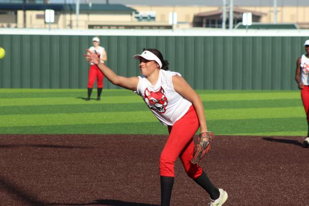 Earlsboro freshman Jacklyn Satawake launches the ball toward the Asher batter during the April 16 game in the Willie Stargell Slow Pitch Festival, held at FireLake Ball Fields. Natasha Dunagan, Countywide &amp; Sun