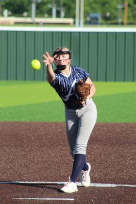 Asher senior Preslee Taylor watches her pitch sail toward home during the April 16 game against Earlsboro in the Willie Stargell Slow Pitch Festival, held at FireLake Ball Fields. Asher won this game 8-0, as well as the game with Merritt that day, 6-1. Natasha Dunagan, Countywide &amp; Sun