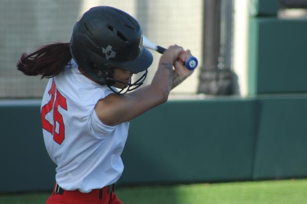 Earlsboro sophomore Carmen Walker gets a hits at bat during the April 16 game against Asher in the Willie Stargell Slow Pitch Festival, held at FireLake Ball Fields. Natasha Dunagan, Countywide &amp; Sun
