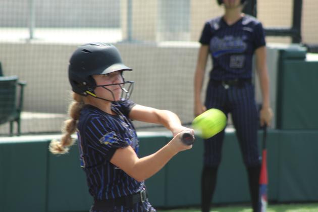 Bethel sophomore Hailey Hanmer smacks a single during the April 16 game against Strother in the Willie Stargell Slow Pitch Festival, held at FireLake Ball Fields. The Lady Wildcats won 4-2. Natasha Dunagan, Countywide &amp; Sun