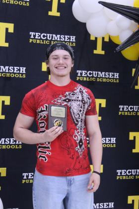 Malachi Detherage received the Powerlifting MVP Award during the Tecumseh High School Athletic Awards on May 18. Detherage was also the 4A State Champion powerlifter, after lifting a combined total of 1,395 pounds.