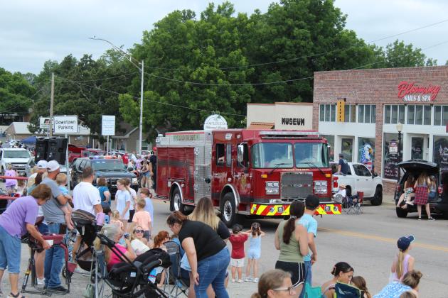 A McLoud Fire Department engine and other emergency vehicles round out the 131st Annual McLoud Blackberry Festival Parade on June 20.