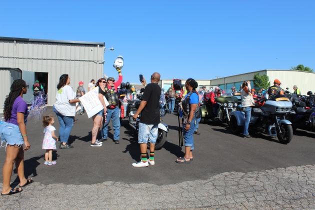 Family members from Lawton, OK, welcome their Uncle Bill Strobeck of Spokane, WA, as the Run for the Wall makes a stop at the Shawnee VFW Post 1317 on May 16.