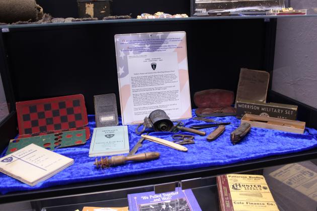 A new display case features a variety of historic military items which have been donated to the Shawnee American Legion Gill-Mattox Post 16. The post has made great progress in preserving its collection since much of it was damaged during the April 2023 tornado.