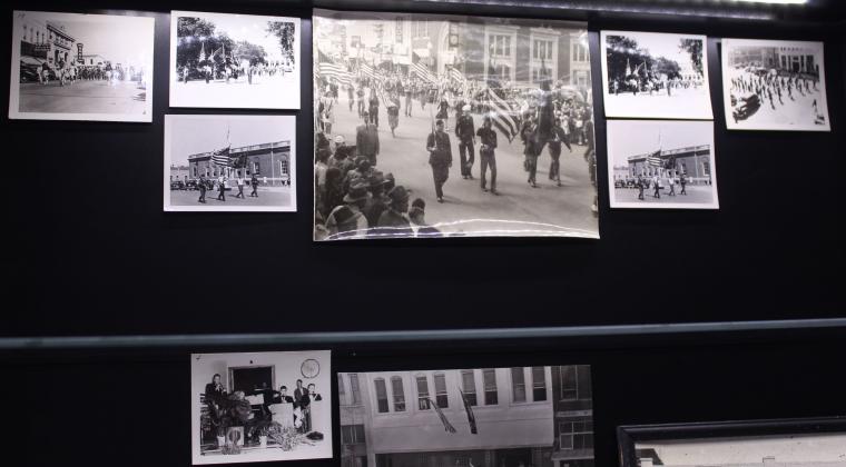 Pictures of Shawnee parades, including the largest picture from the Nov. 11, 1948 Veterans Day Parade, are displayed in a new case at the Shawnee American Legion Gill-Mattox Post 16. Shawnee will have an Independence Day Parade this year, beginning at the Santa Fe Depot at 7:30 am, in honor of the 250th Anniversary of the USA.