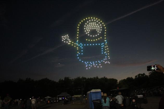 The drone show on Aug. 7 featured a waving "Despicable Me" minion during the FireLake Fireflight Balloon Festival.