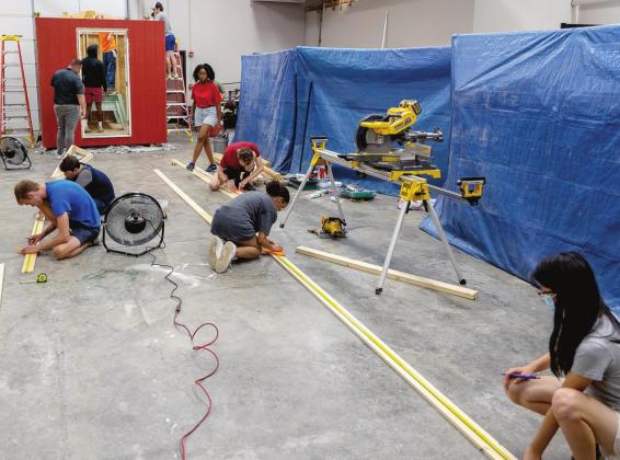 High school juniors and seniors completed construction of a tiny home during the Engineering and Construction Management camp at SSC. Photo provided