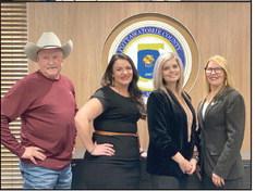 CACCO Kaycee Koonce, second from left, poses with the County Commissioners after an Agreement For Services was approved for the center. Also pictured (from left), Dist. 2 Commissioner Randy Thomas, Dist. 3 Commissioner Abby Thompson, and Dist. 1 Commissioner, Melissa Dennis.