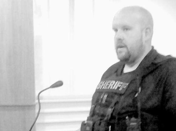 Sheriff ’s Deputy, Capt. Jared Strand went over some of the changes to vehicle maintenance that is being reviewed by the Sheriff’s Office. Countywide &amp; Sun/Bill Rooth