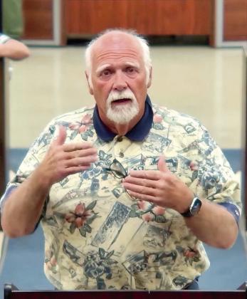 Dr. Wendle Richards spoke to the board about the biohazard smell affecting the 45 acres on Hazel Dell Rd. that he owns and lives on. Photo Provided