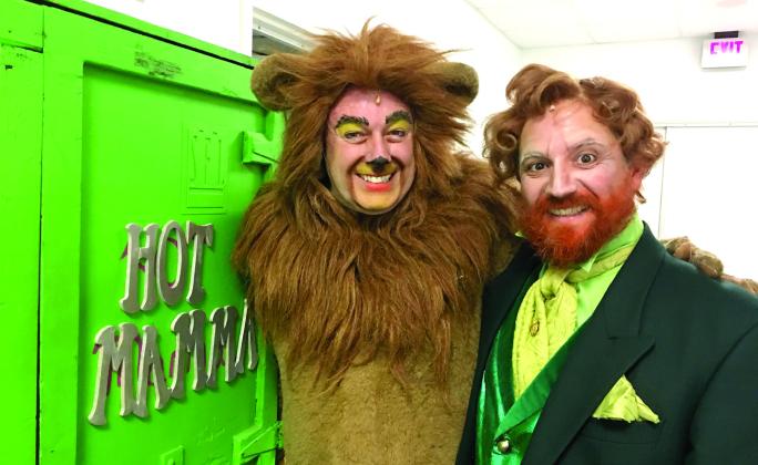 Tecumseh High School graduates Jerry Jay Cranford and Chad Anderson pose in their Wizard of Oz costumes in years past. Cranford is now playing Barry Glickman in “The Prom” at Lyric Theatre, which runs through July 16 at Civic Center Music Hall in OKC. Photo provided.
