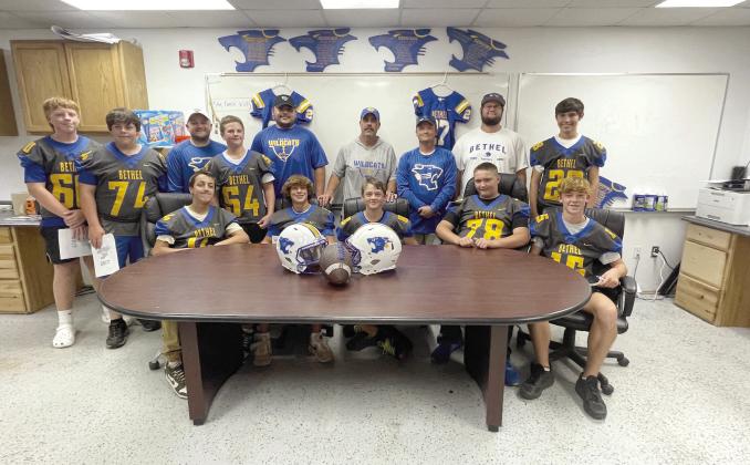 Pictured L-R Bottom Row Jaxson Wood, Maddox Davis, Hunter Brooks, Jasper Hays, Stonie Holliday Top Row L-R Isaac Stinnett, Petey Weinacht, Coach Zimmerman, Nolan Melson, Coach Larney, Coach Ginn, Coach Blizzard, Coach Colvin, and Matthew Hartmann. Photo provided