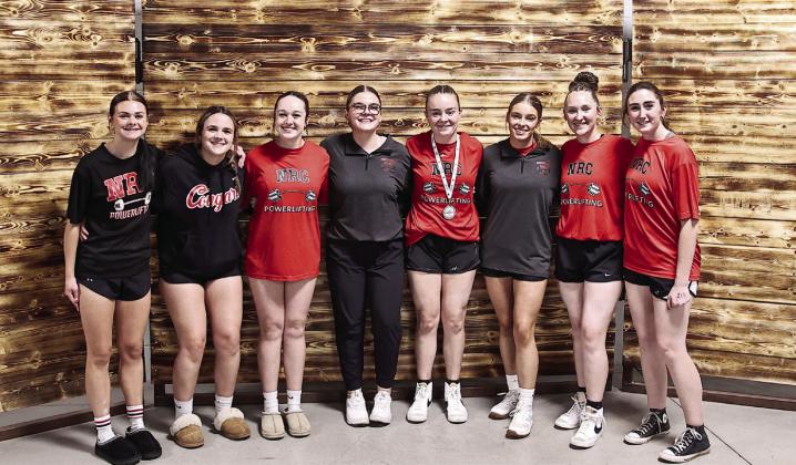 Two members of the North Rock Creek girls Powerlifting team went to State competition. Molly Campbell qualified with a fourth place finish in the 150-weight class and Elektra Coughran received an at- large bid in the 125-weight class.