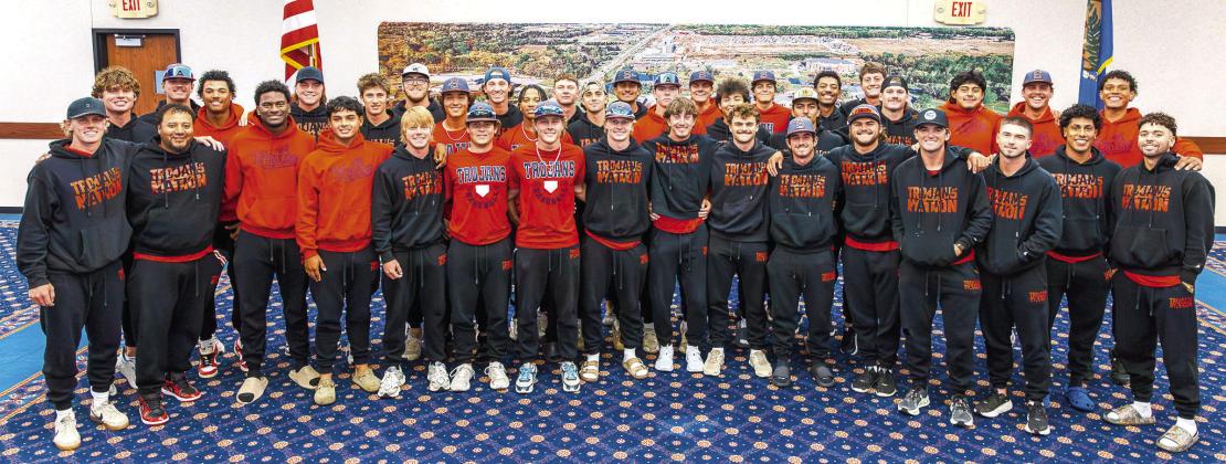 The Seminole State College baseball team poses for a group photo during a sendoa celebration on May 20. Photos Provided