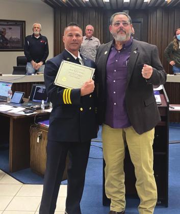 Scott David Killgore was recognized for 25 years of service to Shawnee. Oklahoma Municipal League Vice President and Jones Mayor Ray Poland made the presentation. Countywide &amp;amp; Sun/Suzie Campbell