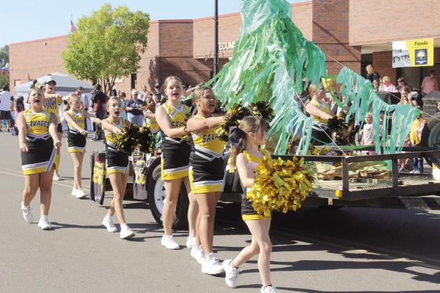 The Tecumseh fifth-grade cheer team won the Youth division of the Frontier Days Parade on Sept. 27. Natasha Dunagan, Countywide &amp;amp; Sun