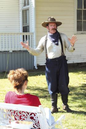 Nicholas Waters with American Storytellers tells the story of Louis 'Bud' and Temple Abernathy, two young boys from Guthrie, OK, who traveled the U.S. by themselves beginning in 1909. Waters spun several tales in the Kids Zone, next to Broadway Chapel. Natasha Dunagan, Countywide &amp;amp; Sun