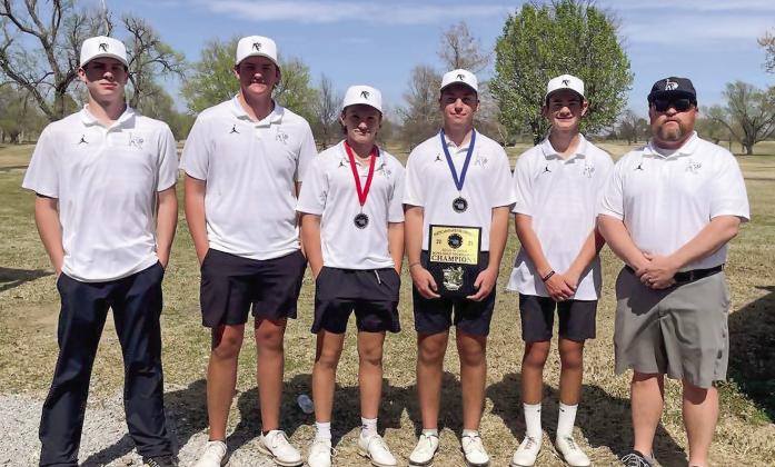 North Rock Creek Boys Golf Team did very well at the North Canadian River Valley Conference Tournament. NRC took home the championship at the tournament held at the Elks Club Saturday, Mar. 30. Photo courtesy of Leslie Click