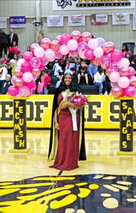Tecumseh Senior Schantel Evans poses after being named Homecoming Queen on Jan. 28. Chaley Gourley and Gabby Daniels were also candidates, and attendants were freshman Lilah Meeks, sophomore Serenity Jacoway, and junior Ashlyn Tully. Countywide &amp;amp; Sun/Suzie Campbell