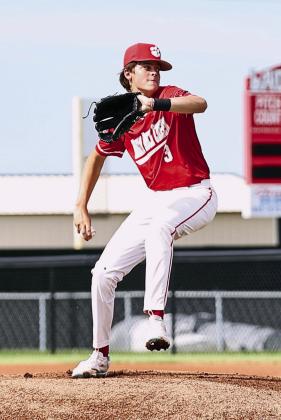 North Rock Creek’s Caleb Looper pitches in action against the Dale Pirates. Photo courtesy of Gowin Photography