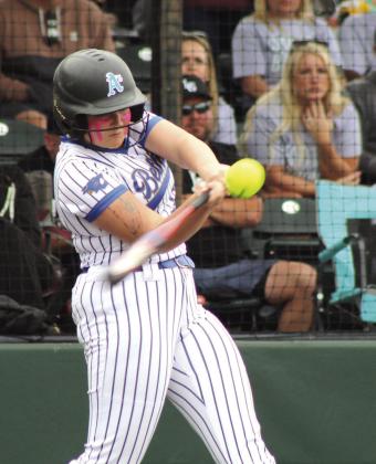 Bethel junior Alexia Blizzard gets a hit.
