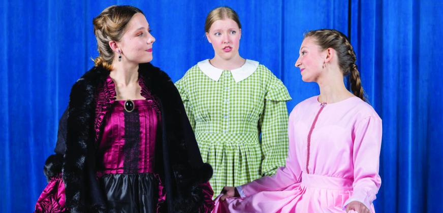 The Oklahoma Baptist University Theatre program will present “Little Women,” adapted by Marisha Chamberlain from Louisa May Alcott’s classic novel. Shown, from left, are Madeline Klas, Emily Elam and Baylee Hulin. Photo Provided