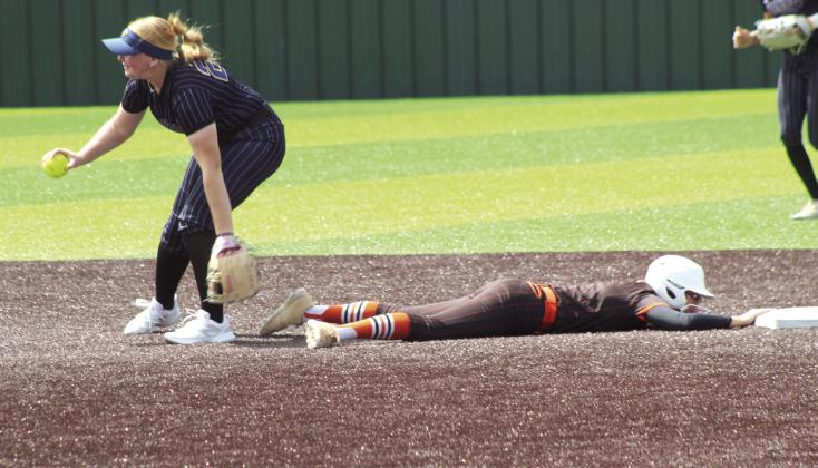 Bethel sophomore Lilly Ingmire makes the catch at second for the out during the April 16 game against Strother in the Willie Stargell Slow Pitch Festival, held at FireLake Ball Fields. The Lady Wildcats won 4-2. Natasha Dunagan, Countywide &amp; Sun