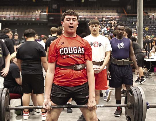 NRC's Grady Gates dead lifts 425 pounds for first place in the ninth grade division. Photo Provided by Gowin Photography