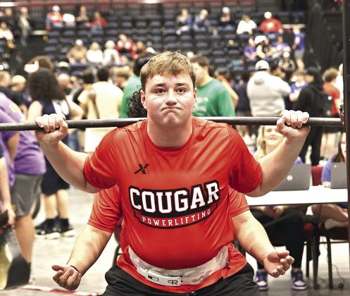 NRC's Cooper Ford placed first in squats with a 475 pound lift. Photo Provided by Gowin Photography